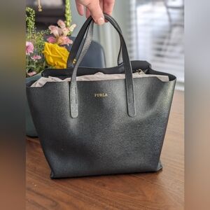 Like New FURLA Black Sally Tote in Small
